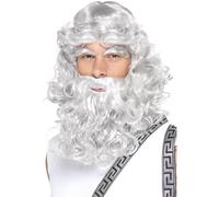 Smiffys Zeus Kit, Grey with Wig, Beard & Eyebrows, Legends & Myths Fancy Dress, Adult Dress Up Wigs
