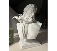 Zeus Sculpture, Greek Mythology God Zeus Statue, Decorative Object, Bookshelf Console Decor, Zeus Bust 25cm (White)