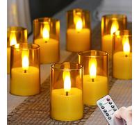 Zevanor Flameless Small Tea Light LED Candles, Acrylic Battery Operated Votive 4.3cm x 6.5cm with Remote Control and Timer, Tealight Amber Flickering Warm Light Pack of 8 Electric Long Lasting