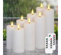 Zevanor Flameless Waterproof 5.5cm x10cm 10cm 12.5cm 12.5cm 15cm 15cm 17.5cm 17.5cm LED Candles with Remote Control and Timer, Battery Operated Plastic White Pack of 8 Outdoor Flickering Warm Light