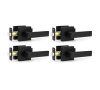 ZEVAWAY Matte Black keyless Button Lock for Door Handle. Privacy Indoor Door Handle, Suitable for Both Left and Right Side Doors,4PACK