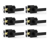ZEVAWAY Matte Black keyless Button Lock for Door Handle. Privacy Indoor Door Handle, Suitable for Both Left and Right Side Doors,6PACK