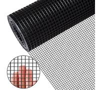 Zevemomo 24" x 50' 1/4inch Hardware Cloth Black Vinyl Coated Chicken Wire Fence PVC Galvanized Welded Mesh Roll for Home Garden Rabbit Cage