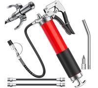 Zevmi Grease Gun for Grease Nipple Set - 7000 PSI Grease Gun | Pistol grip one-handed grease gun with grease gun mouthpiece, flex hose and metal tube, compatible with 400cc ink cartridge