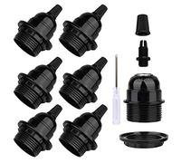 Zevnico 6 Pcs E27 Lamp Holder, Vintage Black Lampholder with Lampshade External Fixing Ring Fitting, Bakelite 250V 4A, Edison Retro Style Screw E27 Light Bulb Socket, DIY Pendant Hanging Ceiling Light