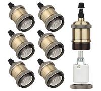 Zevnico E27 Lamp Holder, 6 Pcs E27 Bulb Holder, Bronze Vintage Socket Light Bulb Holder, Ceramic Rated 4A 250V, for DIY Pendant Lamp Ceiling Hanging Light Retro Style Edison Screw Bulb Holder Adaptor