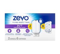 Zevo Flying Insect Trap, Fly Trap, Fruit Fly Trap (2 Plug-in Bases + 6 Refill Cartridges)