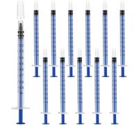 ZEVONDA 12 Pack 1ml Plastic Syringes - Syringe Tools Individually Sealed with Measurement for Refilling Measuring Liquids, Scientific Labs Experiment, Feeding Pets, Oil or Glue Applicator (No Needle)