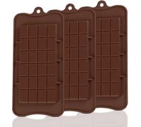 ZEVONDA Chocolate Moulds Silicone - 3 Pcs Break Apart Chocolate Molds, Non-Stick Reusable DIY Baking Molds, Rectangular Prism with Patterns