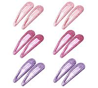 ZEVONDA Glitter Hair Snap Clips - Metal Hair Clips Colorful Glitter Sequin Hair Clips Barrettes Hair Styling Accessories for Toddlers Kids Girls Women, Pink*4 + Rose Red*4 + Purple*4