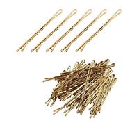 ZEVONDA Metal Hair Pins Set - 5cm Long Bobby Pins with Storage Box Hair Grips with a Smooth Surface and Round Edges for Women Girl Makeup Hair Styling, Gold, 100pcs