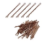 ZEVONDA Metal Hair Pins Set - 5cm Long Bobby Pins with Storage Box Hair Grips with a Smooth Surface and Round Edges for Women Girl Makeup Hair Styling, Brown, 100pcs