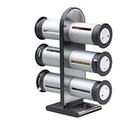 Zevro Powder Coated Metal Magnetic Spice Stand 6 Canisters, Silver/ Grey