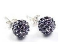 Zewar Premium Quality LIGHT GREY Crystal Shamballa Disco Ball 925 Sterling Silver Friendship STUD EARRINGS Xmas Gift 10mm FREE ORGANZA BAG