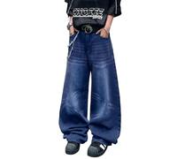 Zewool Baggy Jeans for Men Extra Large Wide Leg Jeans Hip Hop Skater Denim Pants Streetwear Relaxed Loose Fit Y2k Classic Oversized Extreme Motion Skateboard,B20 Medium Blue,M