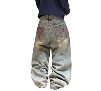 Zewool Baggy Jeans Men Pants Embroidered Trousers Denim | Oversized Relaxed Fit Mens Jeans,Streetwear Skate Style Trousers,Vintage Hip Hop Y2k Jeans, Extra Wide Leg Denim