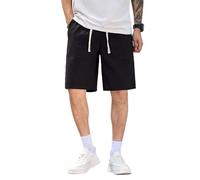 Zewool Mens Baggy Jean Shorts 100% Cotton Shorts with Elasticated Waist Loose Fit Summer Cargo Shorts Straight Y2k Hip Hop 9 Inch Inseam Capri Jorts Punk Classic Biker