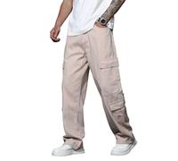 Zewool Mens Casual Baggy Cargo Denim Pants with Pockets Wide Leg Skater Jeans Y2k Hip Hop Streetwear Straight Trousers Relaxed Loose Fit 2000s Skateboard Street Wear Hiking Travel,E10 Khaki,XXL