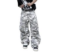 Zewool Mens Casual Wide Leg Denim Cargo Pants Mid Weight Baggy Jeans with Pockets Skater Y2k Hip Hop Streetwear Trousers Relaxed Loose Fit 2000s Skateboard Hiking Travel,F10 Camo,XXL