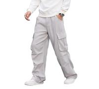 Zewool Mens Casual Wide Leg Denim Cargo Pants Mid Weight Baggy Jeans with Pockets Skater Y2k Hip Hop Streetwear Trousers Relaxed Loose Fit 2000s Skateboard Hiking Travel,B10 Grey,XXL