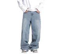 Zewool Men's Wide Leg Jeans Y2K Hip Hop Baggy Jeans Gothic Street Denim Pants Oversized Fit Loose Relaxed Fit 2000s Extreme Motion Skater Skateboard,C9 Blue,XXL
