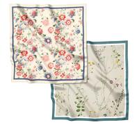 Zewurtuw 2PCS Scarf Silk Feeling Satin Head Hair Wrap Lightweight Large Square Fashion Cute Aesthetic 27.5 Inches for Women, P7-floral, One Size