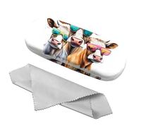 Zewurtuw Eyeglass Case Hard Shell Sunglasses Protective Eyeglasses Holder Box with Cleaning Cloth for Women Girls Men Cute, M13-cow, One size
