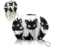 Zewurtuw Luxury Shower Cap Adjustable Reusable Double Waterproof Layer Elastic Satin Lined Hair Bath Cap Cute Aesthetic Women Girls-Cat