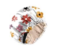 Zewurtuw Satin Bonnet Silk Bonnet for Sleeping Reusable Double Layer Elastic Adjustable Hair Caps Cute Aesthetic Women Girls-Floral Flower