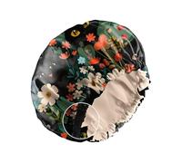 Zewurtuw Satin Hair Bonnet Silk Bonnet for Sleeping Reusable Double Layer Elastic Adjustable Hair Caps Cute Aesthetic Women-Flower Cat