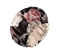 Zewurtuw Satin Hair Bonnet Silk Bonnet for Sleeping Reusable Double Layer Elastic Adjustable Hair Caps Cute Aesthetic Women-Rose