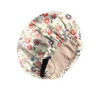 Zewurtuw Silk Feeling Satin Bonnet for Sleeping Reusable Double Layer Elastic Adjustable Hair Caps Cute Aesthetic Women Girls, J15-pink Blue Floral, 0