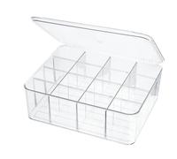 ZEXALOR Socks Underwear Drawer Organzier Dividers, 16 Compartment Removable Divided Plastic Storage Bin with Lid, Storage Organizer for Scarves Ties Bras, Clear Light Gray Dresser Drawer Organizers