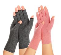 Zexhoor 2 Pairs Arthritis Compression Gloves for Women Men, Carpal Tunnel Pain Relief, Fingerless Gloves for Typing and Daily Work