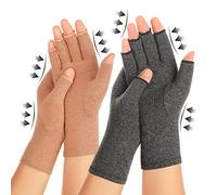 Zexhoor 2 Pairs Arthritis Compression Gloves for Women Men, Carpal Tunnel Pain Relief, Fingerless Gloves for Typing and Daily Work