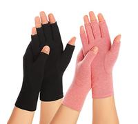 Zexhoor 2 Pairs Arthritis Compression Gloves for Women Men, Carpal Tunnel Pain Relief, Fingerless Gloves for Typing and Daily Work