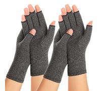 Zexhoor 2 Pairs Arthritis Compression Gloves for Women Men, Carpal Tunnel Pain Relief, Fingerless Gloves for Typing and Daily Work