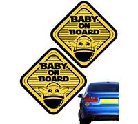 ZEXIJOW Baby on Board Car Warning Signs, Pack of 2, 12.7 x 12.7 cm, Safety Signs for Car, Magnetic Stickers for Babies in the Car, Reusable Stickers for Babies in the Car (Yo-DA)
