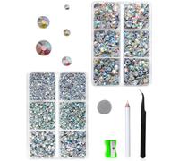 ZEXIJOW SS6-SS30 Iron-On Rhinestones, 6500 Pieces Made of Hot Fix Rhinestones for Clothing Crafts, Mixed, 12 Sizes, with Wax Pen, Pencil Sharpener and Tweezers Set