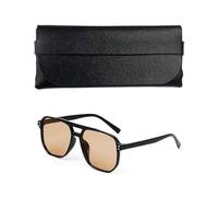 ZEXIJOW Vintage Double Bridge Rectangular Sunglasses, Women Men, 70s Retro Fashion Glasses, Classic Style Double Bridge, UV400 Protection B2835, Protection When Driving Outdoors