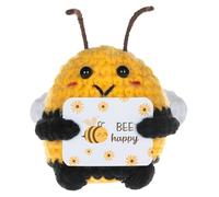 ZexJpr Funny Gifts, Cuddly Bee as Lucky Charm and Positive Decoration, Handmade Cuddly Toy Made of Cotton, 7.5 x 9 cm, Encouragement Gift for Friends and Family