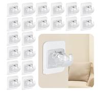 ZexJpr Pack of 20 Curtain Rod Brackets, Self-Adhesive Curtain Rod Brackets, 5 cm Length, 22 mm Opening Diameter, Nail-Free Curtain Hooks for Living Room, Bathroom, Hotel, Guest House