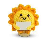 ZexJpr Pack of 3 Small Gifts for Women, 9 x 9 cm Sun Knitted Doll Made of High-Quality Materials, Clover Leaf Lucky Charm, Motivational Gift for Friends, Students, Colleagues and Family