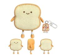 ZexJpr Torst Cuddly Toy, Toast Plush Toy with Key Ring, Toast Bread Cushion - Soft Plush Toy in Funny Bread Shape, 3D Throw Cushion, Ideal for Cuddling, Decorating
