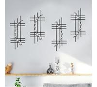 ZEXUIRU 4 Set Bling Metal Wall Art Jeweled crystal Hang wall Decor Rhinestone Diamond Iron Abstract Wall Sculpture 16.7 * 7inch Black