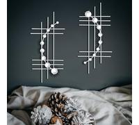 ZEXUIRU Bling Metal Jewel Crystal Wall Hanging Rhinestone Diamond Abstract Iron Wall Sculpture Silver Set of 2