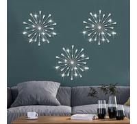 ZEXUIRU Metal Wall Decor with Gems, Bling Crystal Home Decor, Rhinestone Sun and Star Wall Hanger with Diamond Accents 18x18 Inch, Silver, Set of 3
