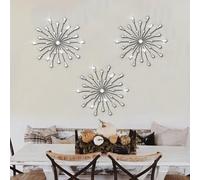 ZEXUIRU Set of 3 Black Metal Jewel Wall Decor Bling Crystal Home Decor Rhinestone Sun Star Wall Hanger with Diamond Accents 18x18 Inch