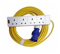 Zexum 16A Caravan Hook Up Cable 15m 4 Gang, High Visibility Orange
