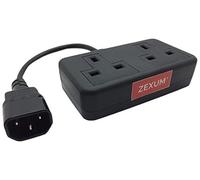 Zexum 2831 Deluxe IEC C14 Male to 13 A 2 Gang UK Mains Adapter Trailing Socket Lead, Black, 0.5 m